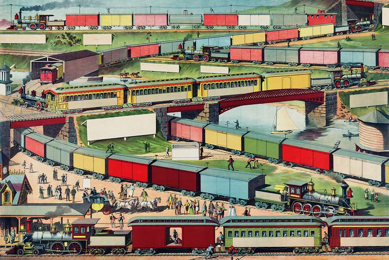 Zig-zag Passenger and Freight Train by an unknown artist. Original from Library of Congress. Digitally enhanced by rawpixel. Zig-zag Passenger and Freight Train by an unknown artist. Original from Library of Congress. Digitally enhanced by rawpixel.