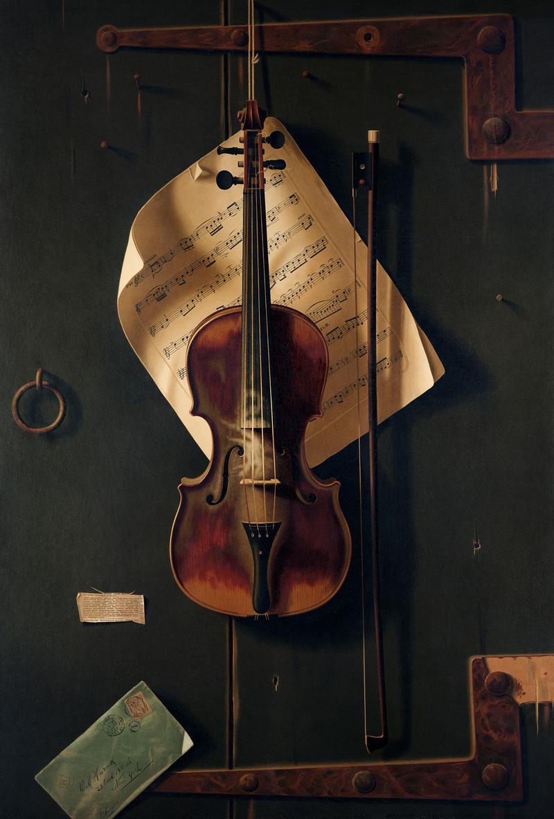 Old violin Still Life with Violin by William Harnett (1848-1892). Original from Library of Congress. Digitally enhanced by rawpixel.