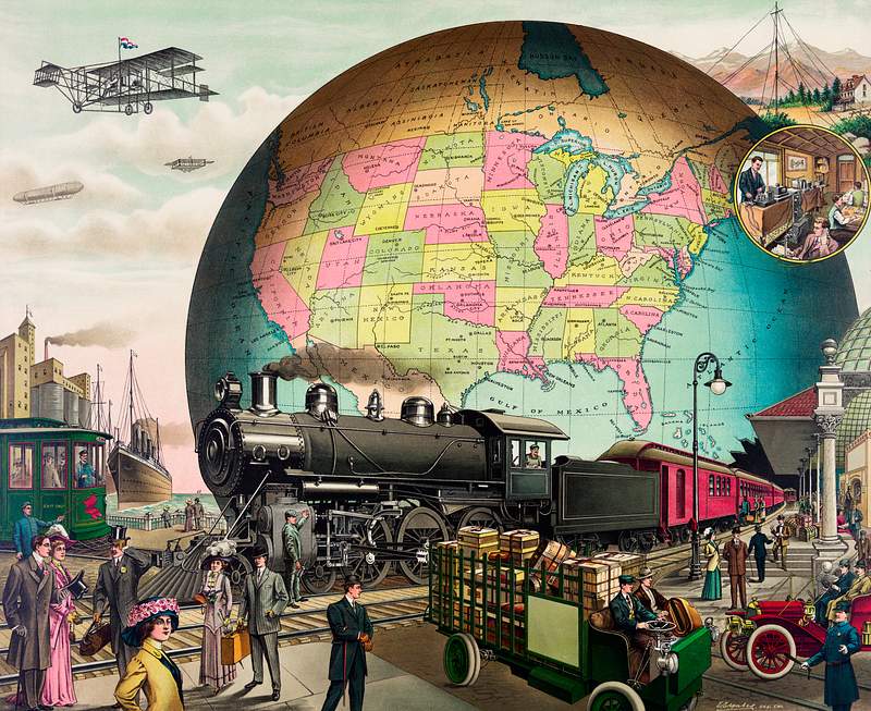 Twentieth Century Transportation, a chromolithograph by E.S Yate. Original from Library of Congress. Digitally enhanced by rawpixel. Twentieth Century Transportation, a chromolithograph by E.S Yate. Original from Library of Congress. Digitally enhanced by…