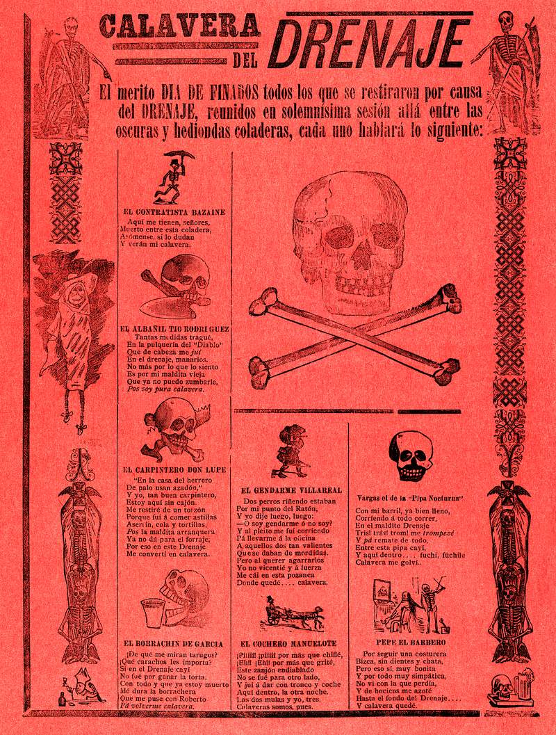 Drainage Calavera by Mexican political… | Free public domain illustration Drainage Calavera by Mexican political printmaker, Jose Guadalupe Posada (1852-1913). Original from Library of Congress.…