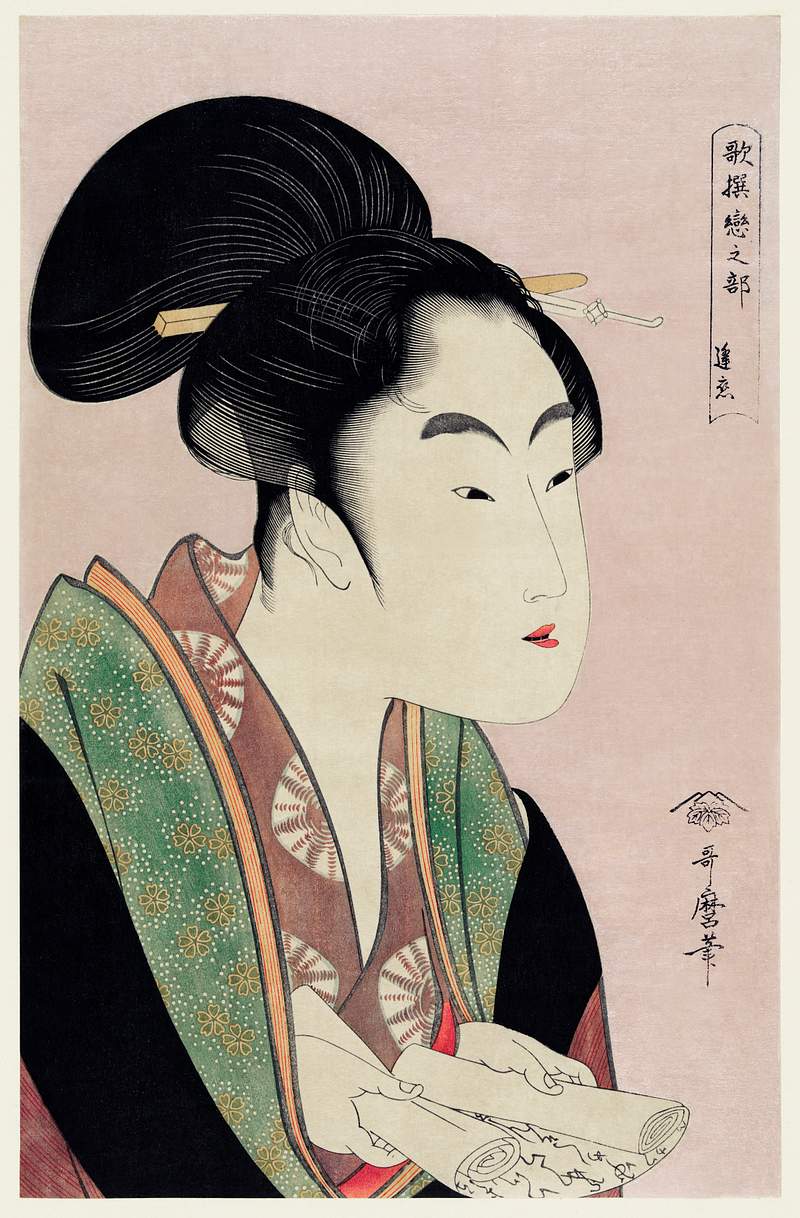 Yogoto ni au Koi by Utamaro Kitagawa (1753-1806), translated love that meets each night, a print of a traditional Japanese…