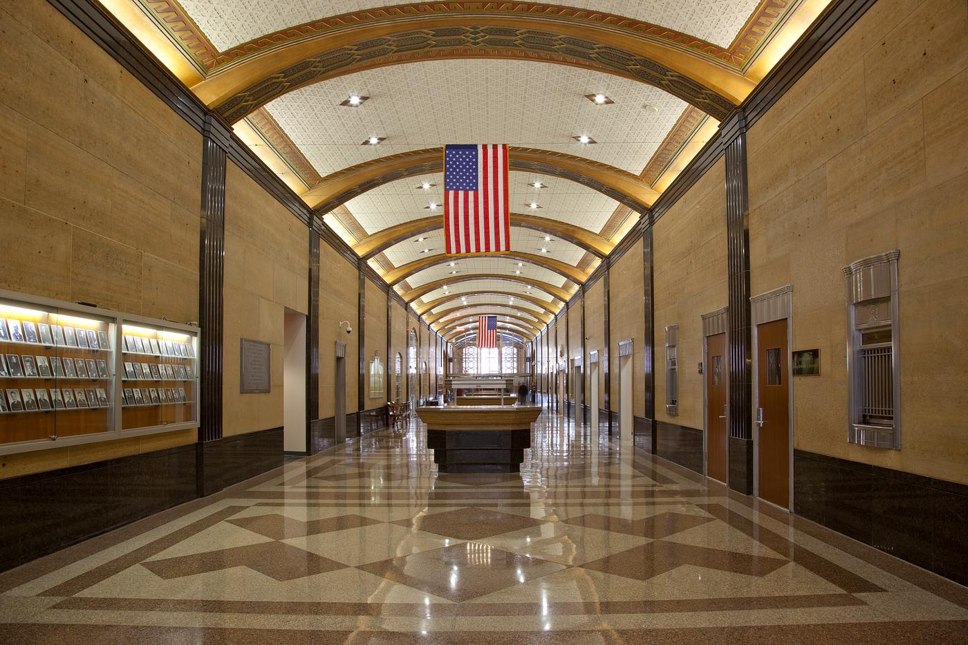 First floor lobby, Theodore Levin United States Courthouse, Detroit Federal Building, Detroit, Michigan (2010) by Carol M.... First floor lobby, Theodore Levin United States Courthouse, Detroit Federal Building, Detroit, Michigan (2010) by Carol M....