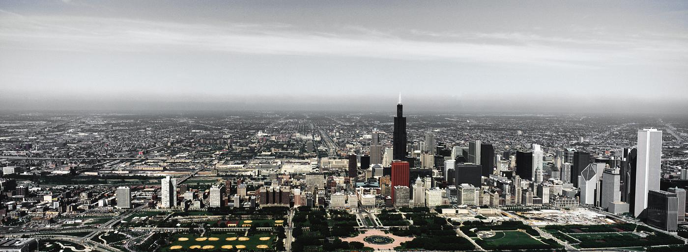 Panoramic view of Chicago. Original image from Carol M. Highsmith’s America, Library of Congress collection. Digitally... Panoramic view of Chicago. Original image from Carol M. Highsmith’s America, Library of Congress collection. Digitally...