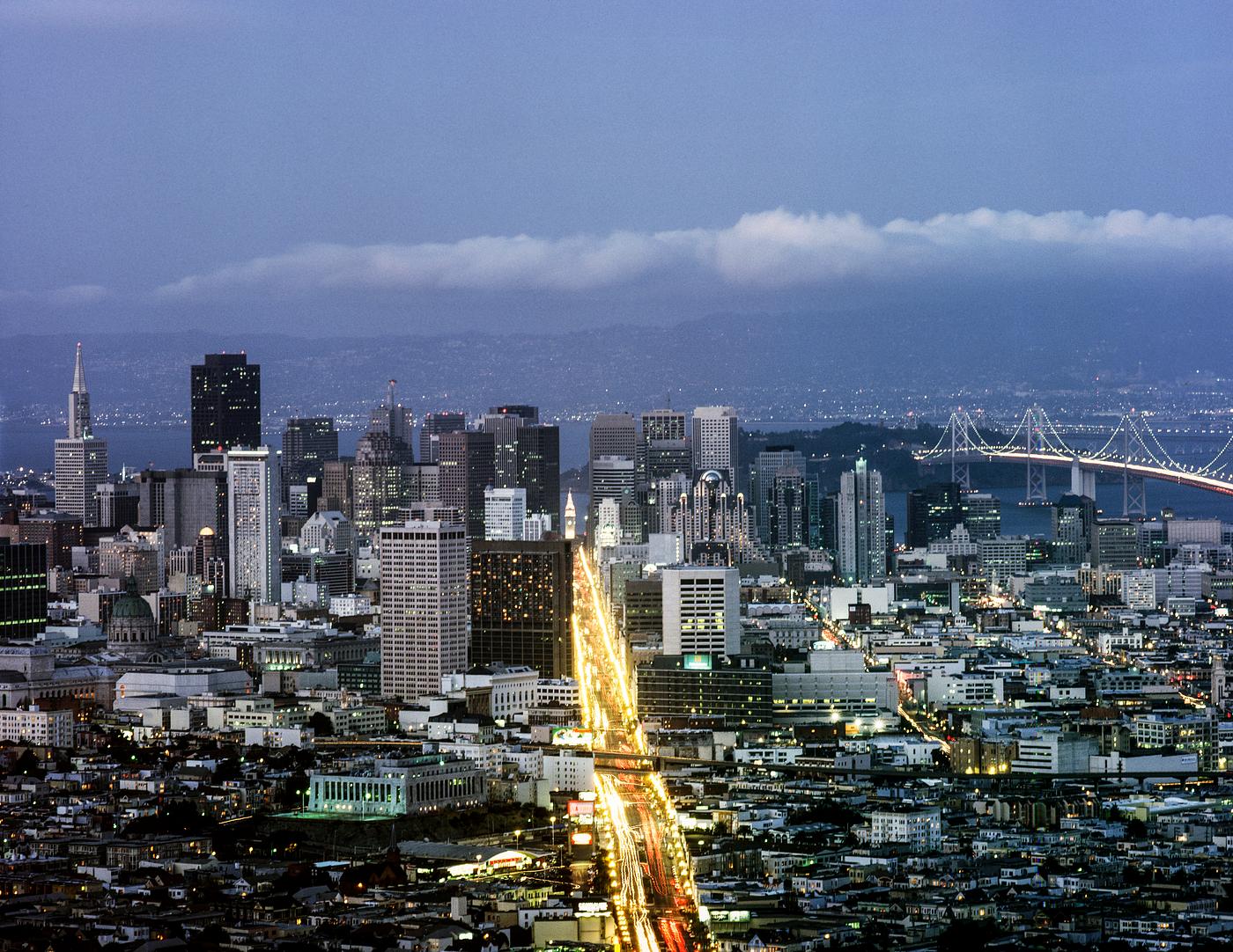 San Francisco at dusk. Original image from Carol M. Highsmith’s America, Library of Congress collection. Digitally... San Francisco at dusk. Original image from Carol M. Highsmith’s America, Library of Congress collection. Digitally...