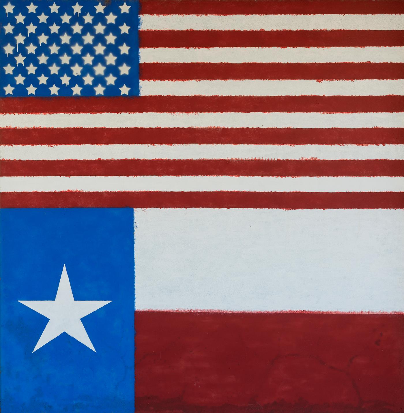 Painting of the American and Texas flags on a building in Albany, Texas, seat of Shackelford County. Original image from... Painting of the American and Texas flags on a building in Albany, Texas, seat of Shackelford County. Original image from...