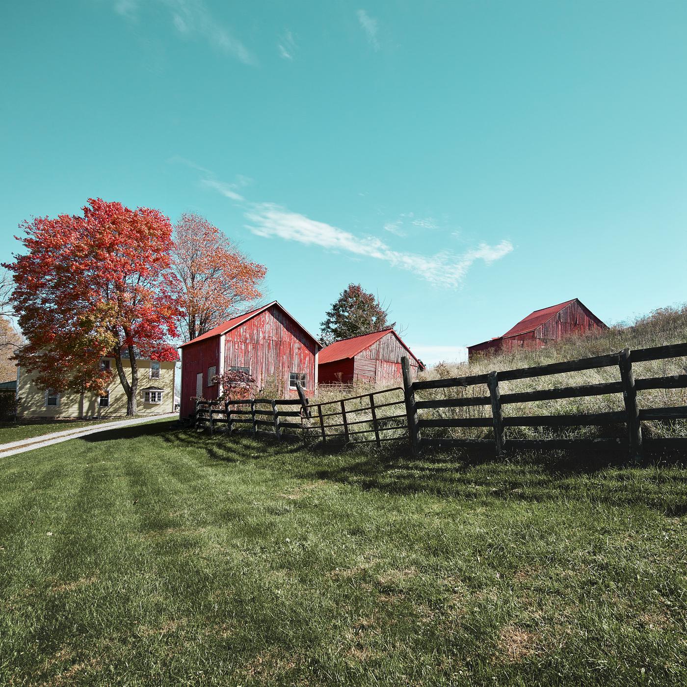 Grouping Of Small Barns In This Monroe County Free Public