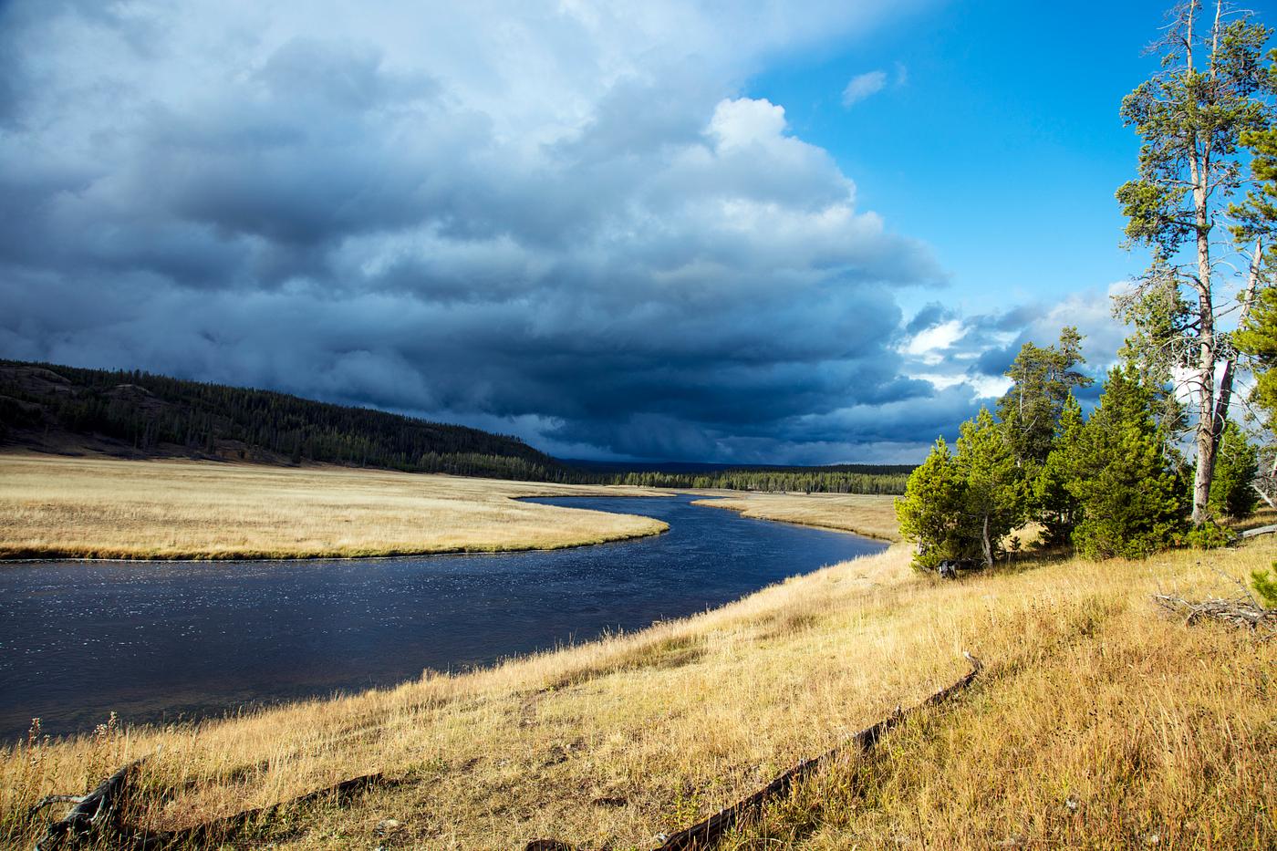 A storm brews above the Firehole River in Yellowstone National Park in northwestern Wyoming. Original image from Carol M.... A storm brews above the Firehole River in Yellowstone National Park in northwestern Wyoming. Original image from Carol M....