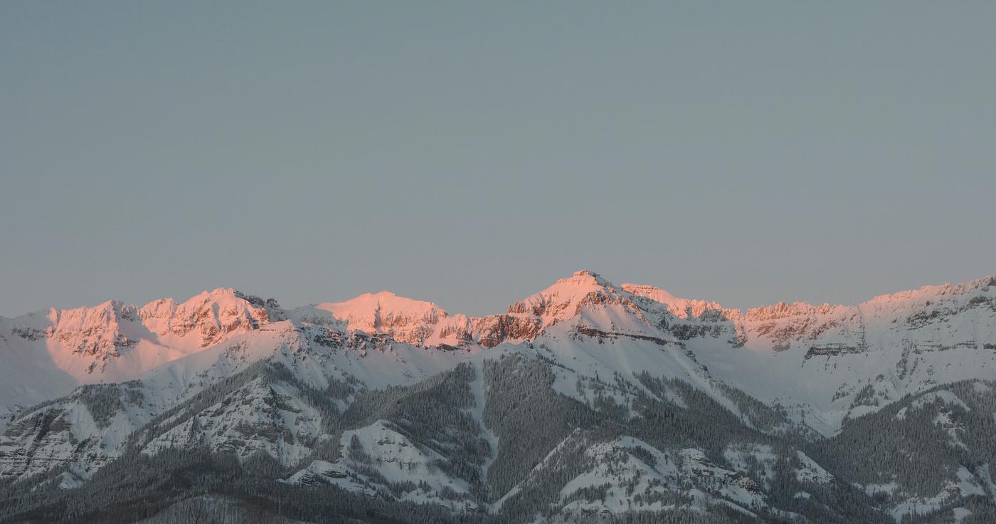 Mountain-sunset view from Telluride, once a mining boomtown and now a popular skiing destination in Colorado - Original... Mountain-sunset view from Telluride, once a mining boomtown and now a popular skiing destination in Colorado - Original...