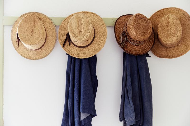 Men's straw hats, hanging inside the farmhouse at Yoder's Amish Home. Original image from Carol M. Highsmith’s America, Library of Congress collection. Digitally enhanced by rawpixel. Men's straw hats, hanging inside the farmhouse at Yoder's Amish Home. Original image from Carol M. Highsmith’s America…