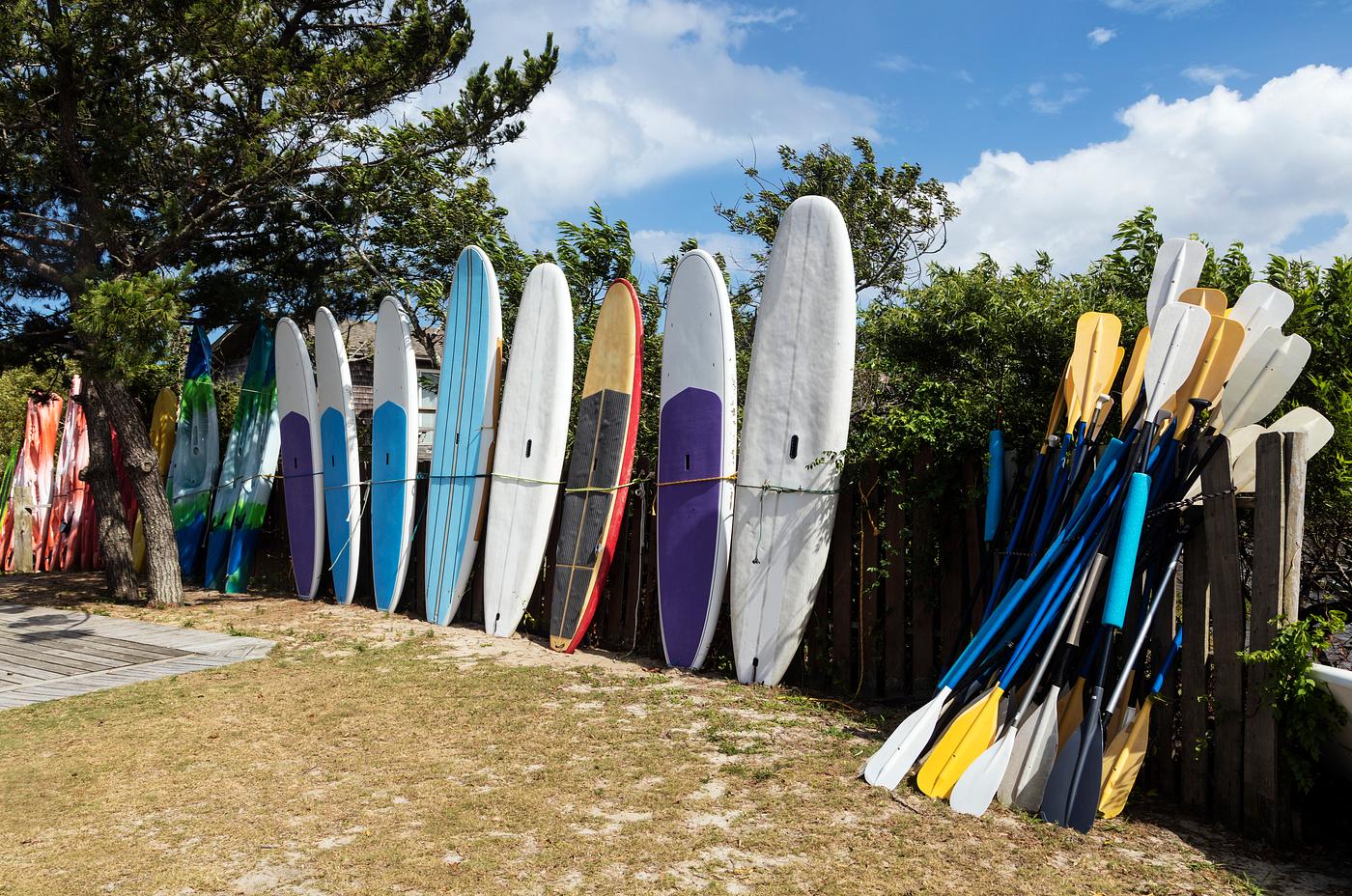 Kayaks, windsurfer boards, and paddles at North Duck Watersports in Duck. Original image from Carol M. Highsmith’s...
Kayaks, windsurfer boards, and paddles at North Duck Watersports in Duck. Original image from Carol M. Highsmith’s...