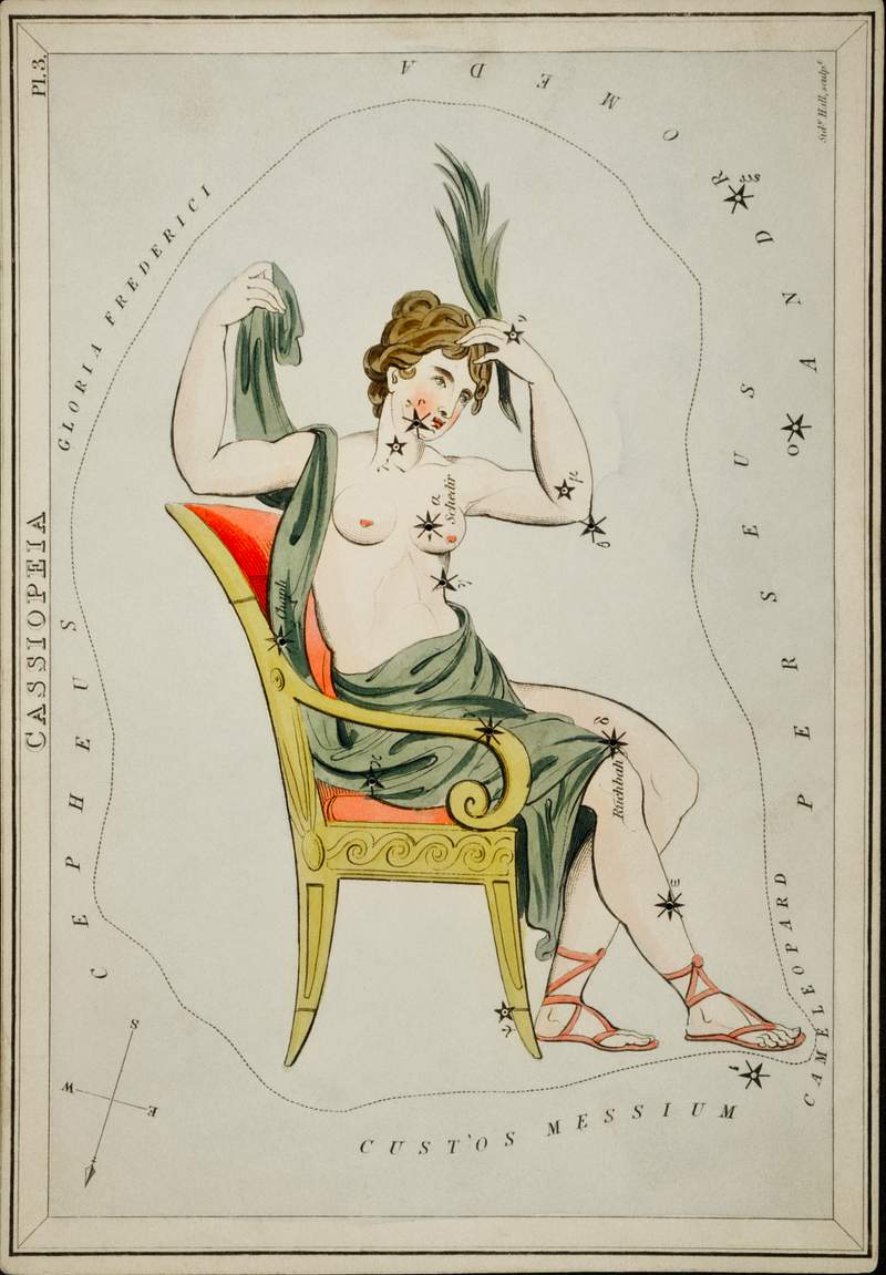 Sidney Hall’s (1831) astronomical chart… | Free public domain illustration Sidney Hall’s (1831) astronomical chart of the Cassiopeia. Original from Library of Congress. Digitally enhanced by…