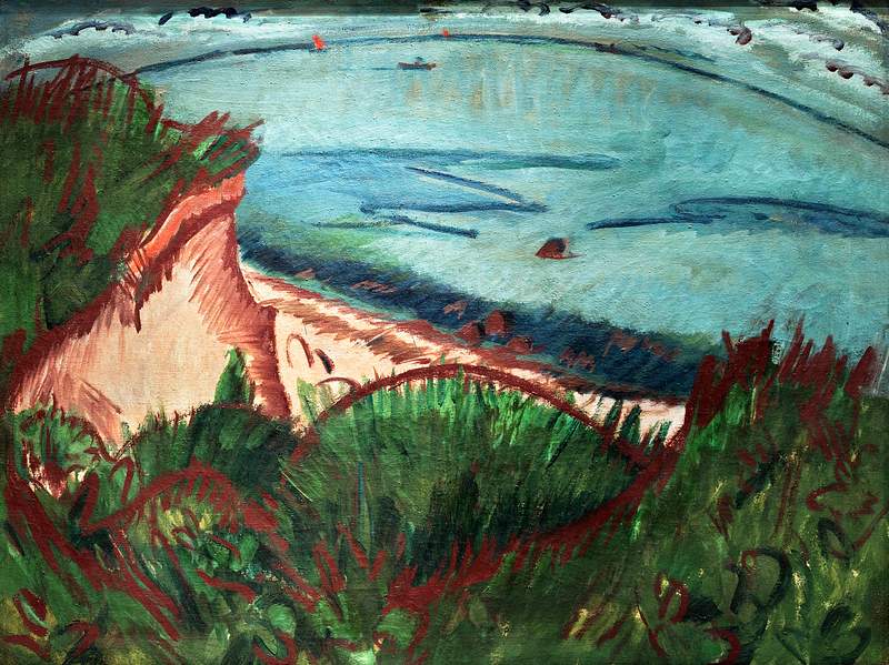 Coastal Landscape on Fehmarn (ca.1913) paintings in high resolution by Ernst Ludwig Kirchner. Original from The Detroit…