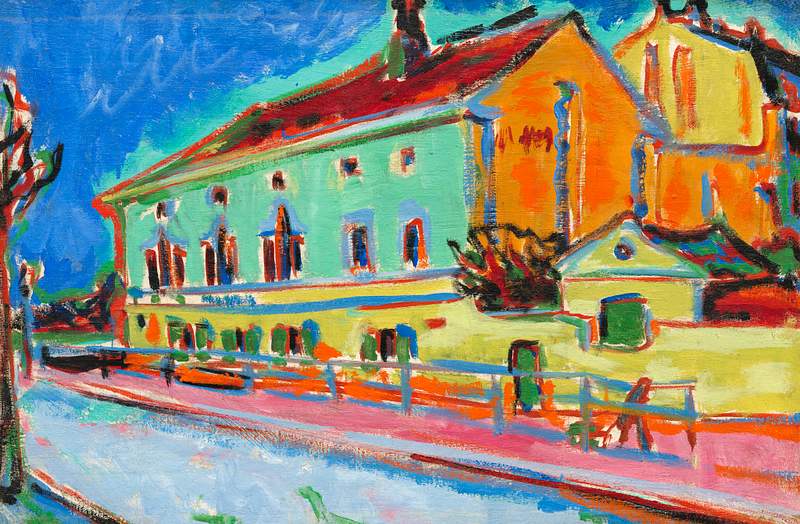 Dance Hall Bellevue, obverse (1909–1910) painting in high resolution by Ernst Ludwig Kirchner. Original from The…
