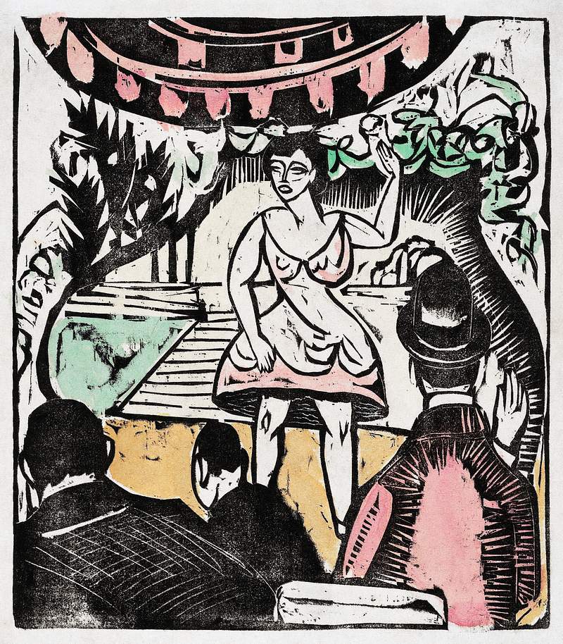 Little Variety Act with Singer print in high resolution by Ernst Ludwig Kirchner (1880–1938). Original from The…