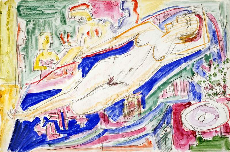 Reclining Female Nude (ca.1923) painting in high resolution by Ernst Ludwig Kirchner. Original from The Minneapolis Institute…