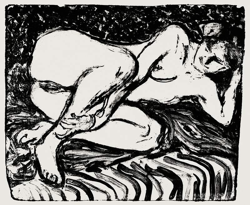 Reclining Nude (1907) print in high resolution by Ernst Ludwig Kirchner. Original from The National Gallery of Art. Digitally…