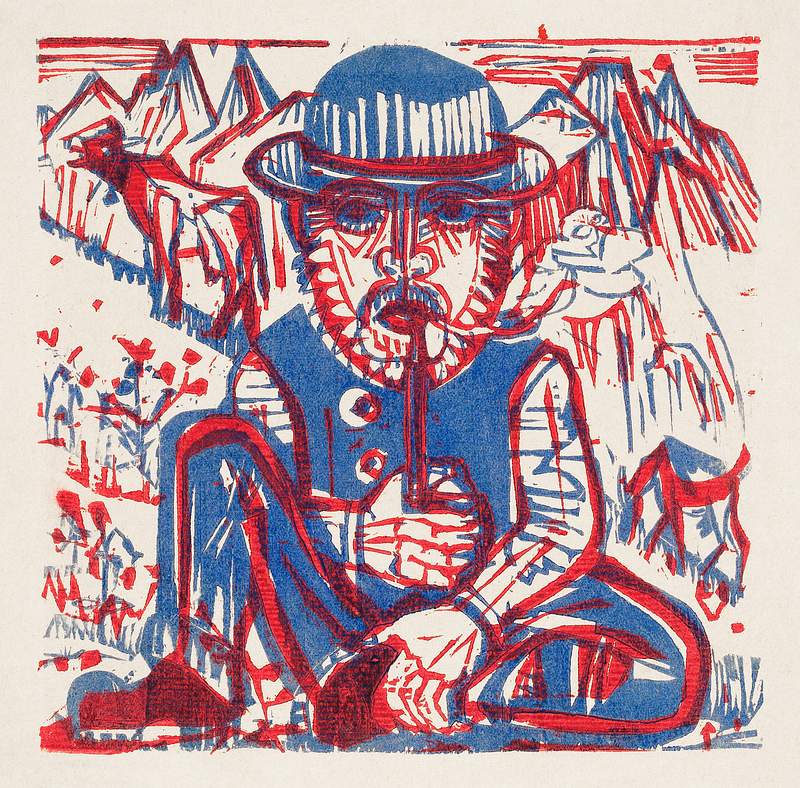 Smoking Peasant print in high resolution by Ernst Ludwig Kirchner (1880–1938). Original from The National Gallery of…