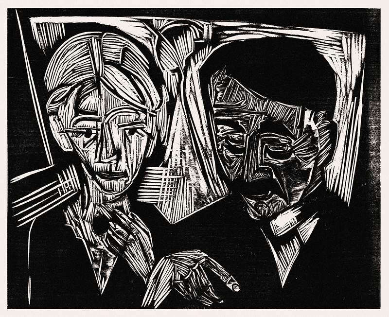 The Married Couple Müller (1919) print in high resolution by Ernst Ludwig Kirchner. Original from The National Gallery…