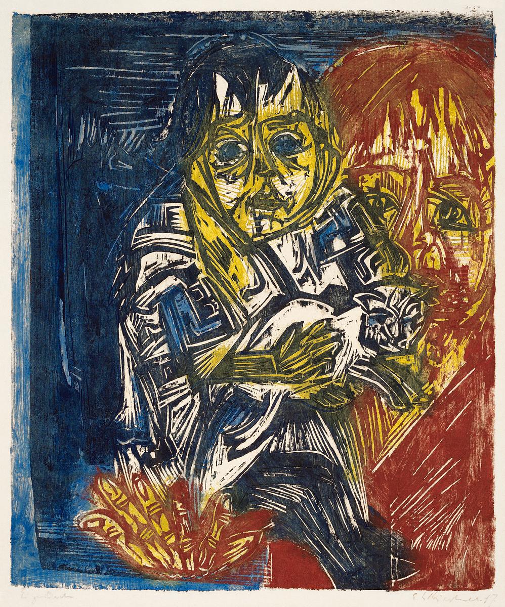 Woman with a Child and a Cat (1919) print in… | Free public domain illustration Woman with a Child and a Cat (1919) print in high resolution by Ernst Ludwig Kirchner. Original from The National Gallery of…