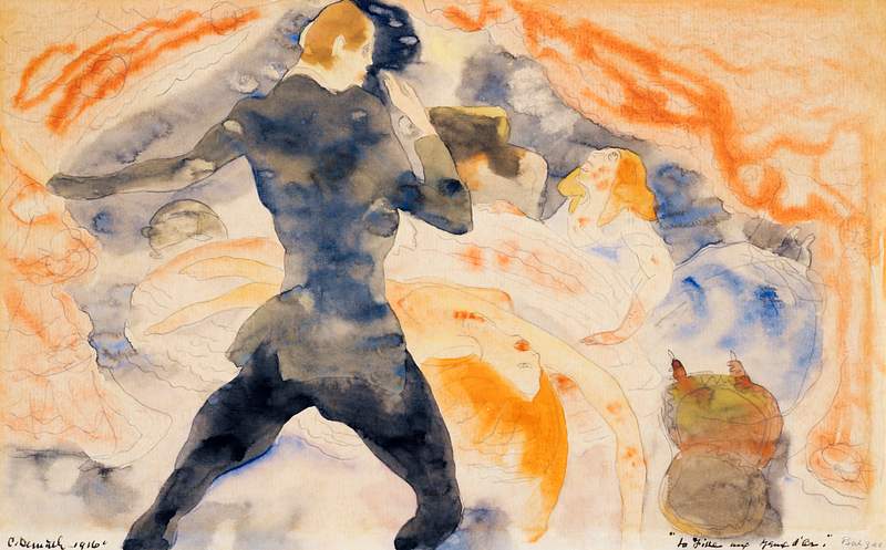The Girl with the Golden Eyes, La Fille aux yeux d'or (1916) painting in high resolution by Charles Demuth. Original from The…