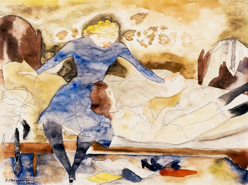 Nana Visiting her Friend Satin (1915) painting in high resolution by Charles Demuth. Original from The Barnes Foundation.…