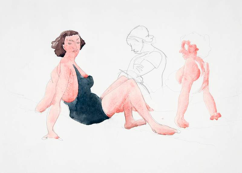 Three Women On the Beach, Provincetown (ca.1934) by Charles Demuth. Original from Yale University Art Gallery. Digitally…