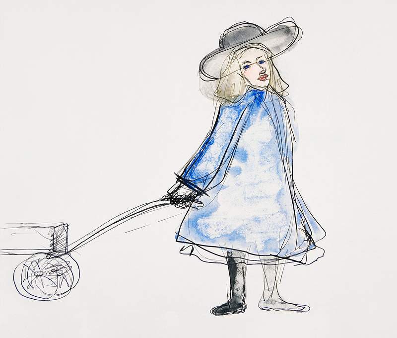 Girl Pulling Wagon (1910) by Charles Demuth. Original from Yale University Art Gallery. Digitally enhanced by rawpixel.