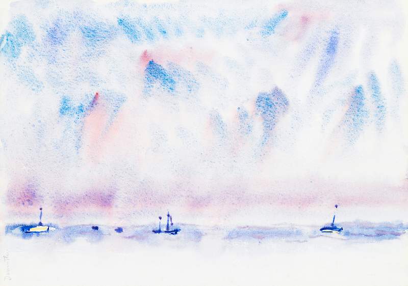 Bermuda Sky and Sea with Boats (ca. 1917) painting in high resolution by Charles Demuth. Original from The MET Museum.…