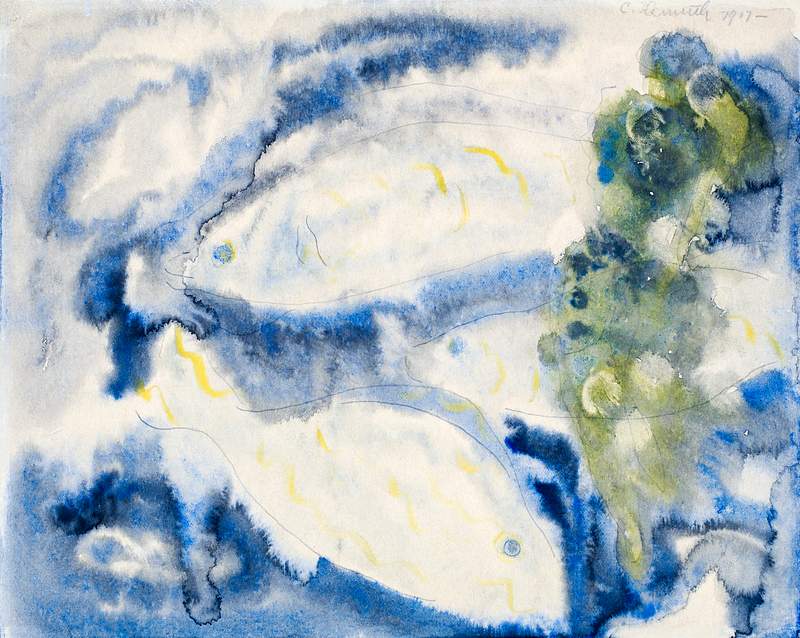 Fish Series, No. 1 (1917) painting in high resolution by Charles Demuth. Original from The MET Museum. Digitally enhanced by…