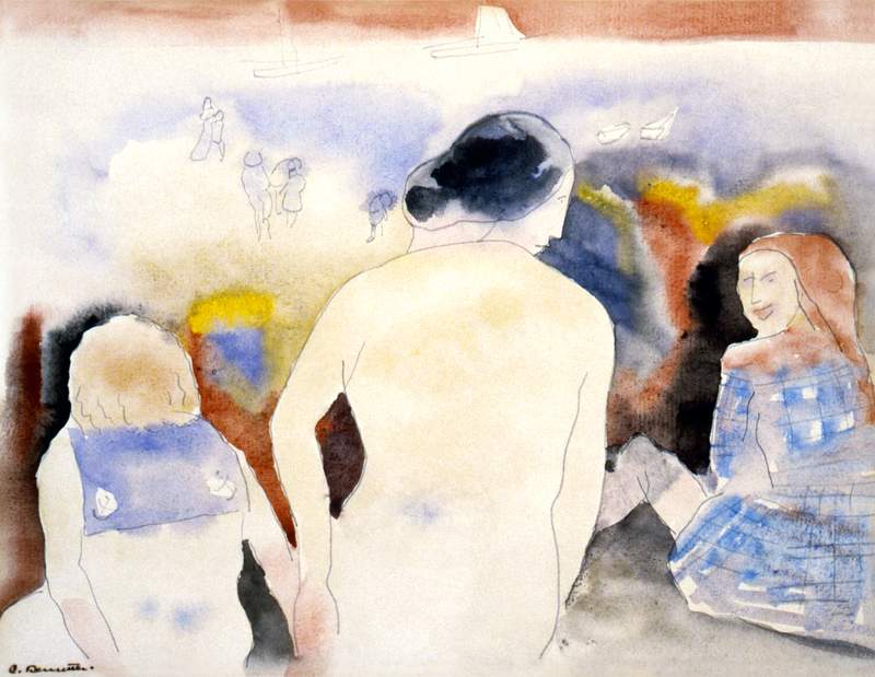 Woman with Black Hair and Two Children (1883–1935) painting in high resolution by Charles Demuth. Original from The…