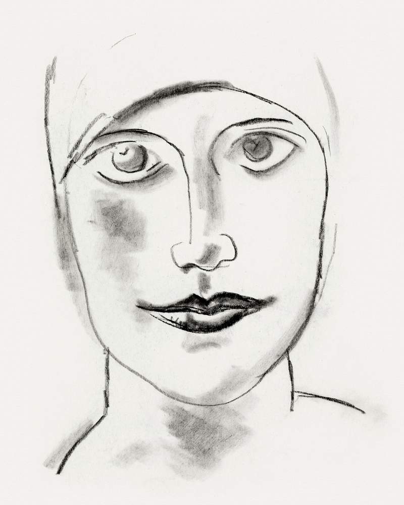 Woman's head (ca. 1891–1941) drawing in high resolution by Leo Gestel. Original from The Rijksmuseum. Digitally…