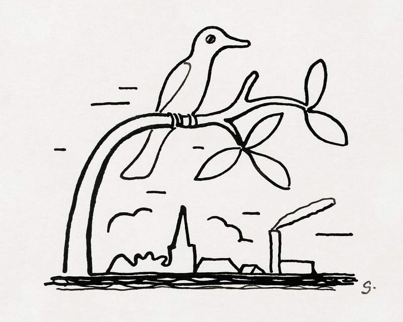 Bird on a branch (ca. 1891–1941) drawing in high resolution by Leo Gestel. Original from The Rijksmuseum. Digitally…