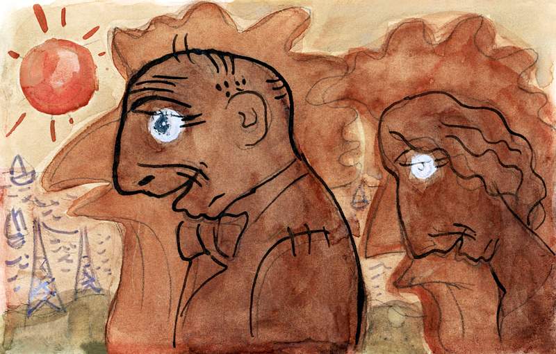 Caricature of Leo Gestel and his wife (ca. 1891–1941) painting in high resolution by Leo Gestel. Original from The…