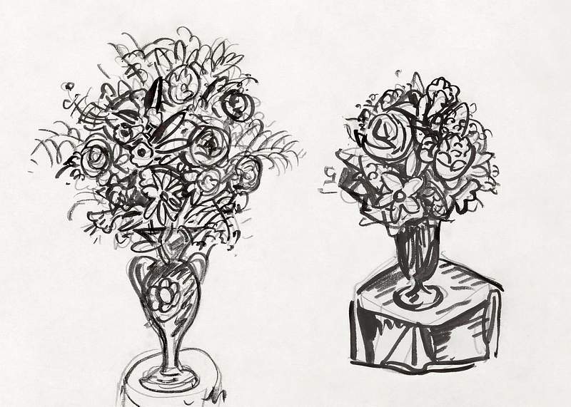 Flower vases on a tables (ca. 1891–1941) drawing in high resolution by Leo Gestel. Original from The Rijksmuseum.…
