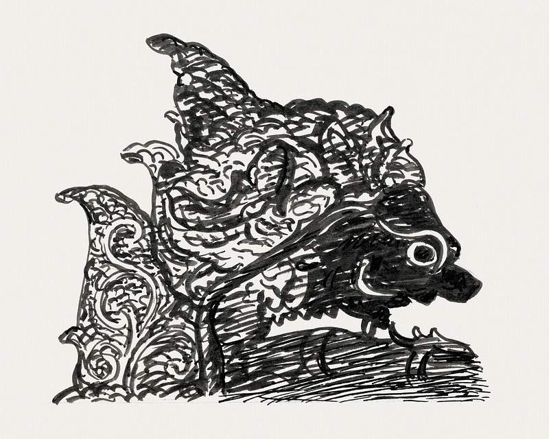 Head of a wayang puppet (ca. 1891–1941) drawing in high resolution by Leo Gestel. Original from The Rijksmuseum.…