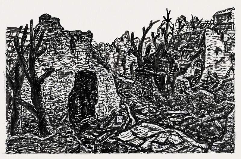 Devastation of the Second World War (ca. 1891–1941) drawing in high resolution by Leo Gestel. Original from The…