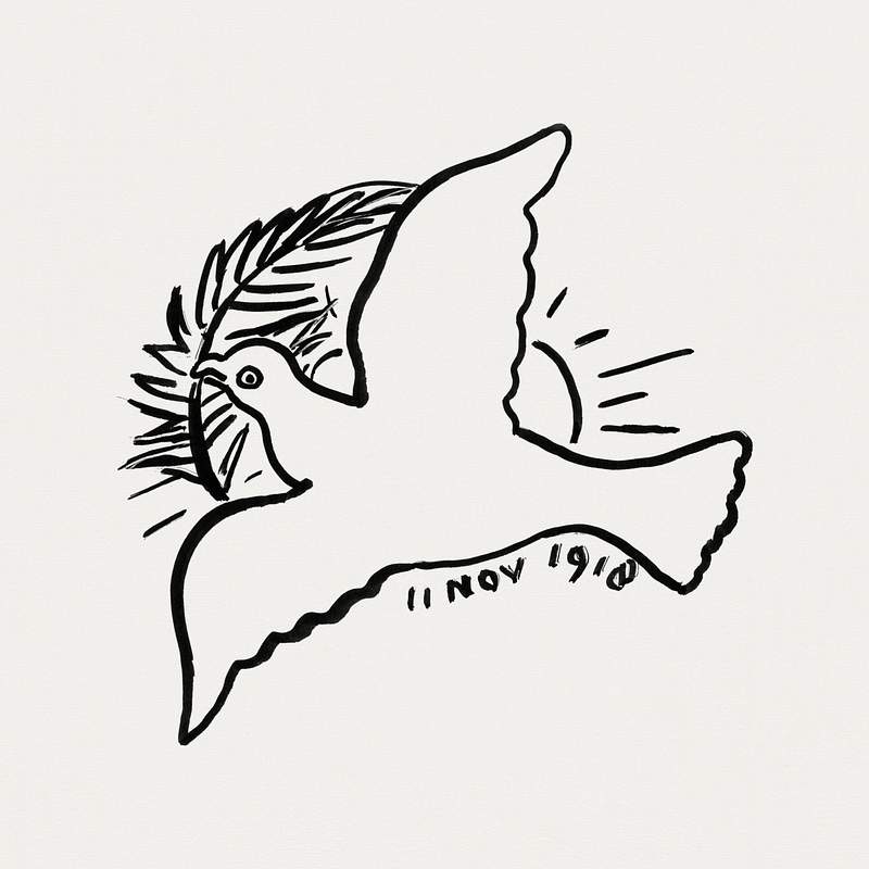 Peace Dove (ca. 1891–1941) drawing in high resolution by Leo Gestel. Original from The Rijksmuseum. Digitally enhanced…