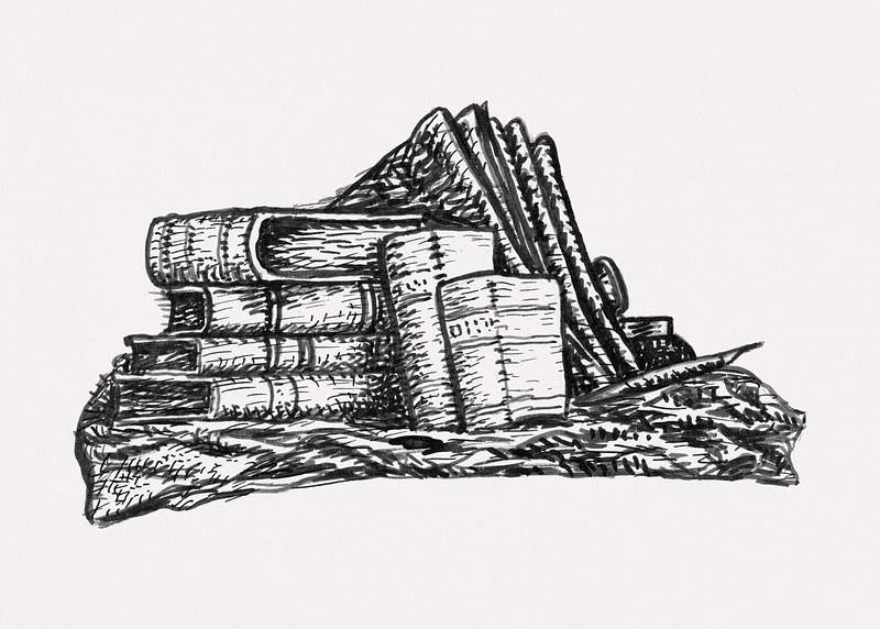 Stack of books and stationery (ca. 1891–1941) drawing in high resolution by Leo Gestel. Original from The Rijksmuseum.…