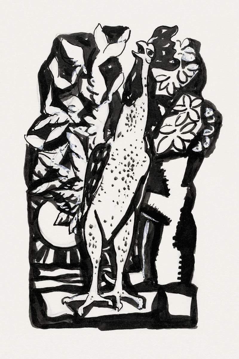 Crowing rooster (ca. 1891–1941) drawing in high resolution by Leo Gestel. Original from The Rijksmuseum. Digitally…
