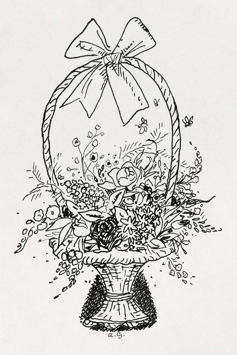 Basket with flowers (ca. 1891–1941) drawing in high resolution by Leo Gestel. Original from The Rijksmuseum. Digitally…