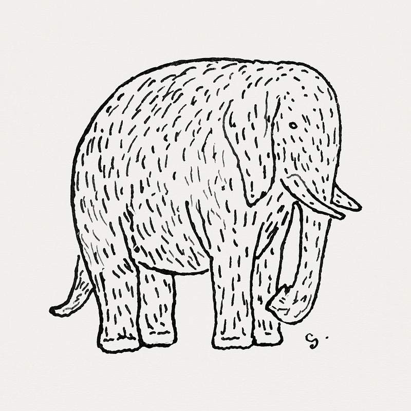 Elephant (ca. 1891–1941) drawing in high resolution by Leo Gestel. Original from The Rijksmuseum. Digitally enhanced by…