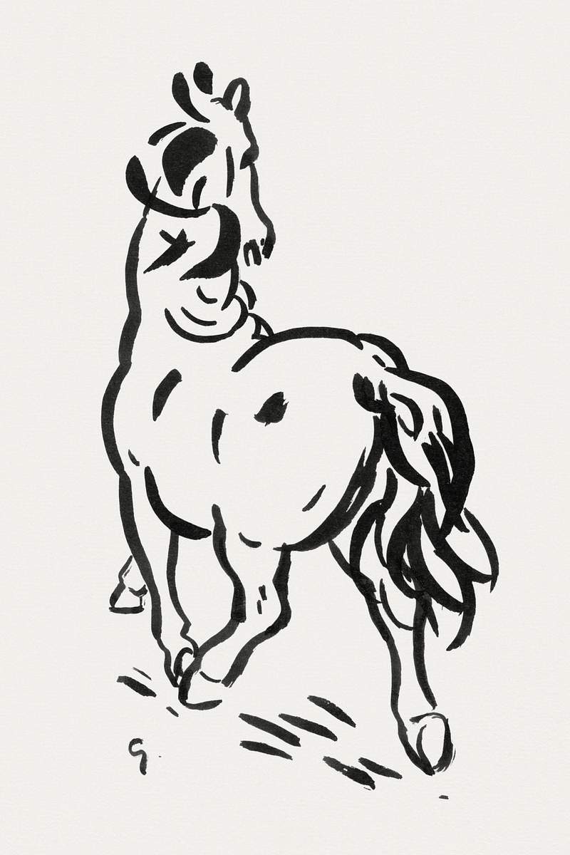 Horse (ca. 1891–1941) drawing in high resolution by Leo Gestel. Original from The Rijksmuseum. Digitally enhanced by…