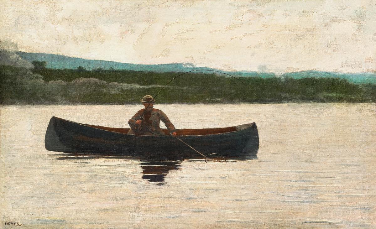 Playing a Fish (1875) by Winslow Homer.… | Free public domain illustration Playing a Fish (1875) by Winslow Homer. Original from The Clark Art Institute. Digitally enhanced by rawpixel.by Winslow…