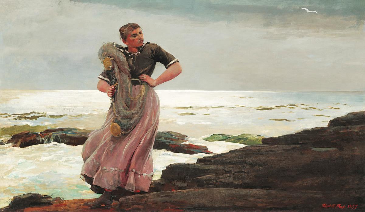 A Light on the Sea (1897) by Winslow Homer.… | Free public domain illustration A Light on the Sea (1897) by Winslow Homer. Original from The National Gallery of Art. Digitally enhanced by rawpixel.
