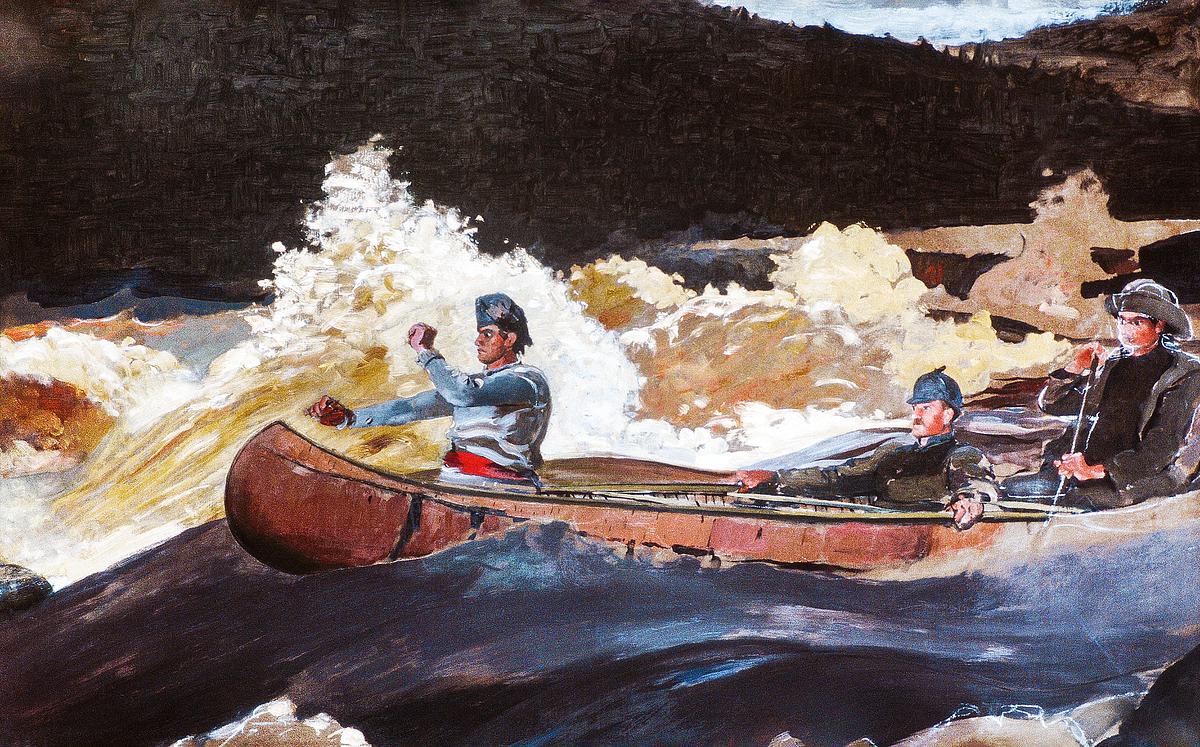 Shooting the Rapids, Saguenay River (ca.… | Free public domain illustration Shooting the Rapids, Saguenay River (ca. 1905–1910) by Winslow Homer. Original from The MET museum. Digitally enhanced…