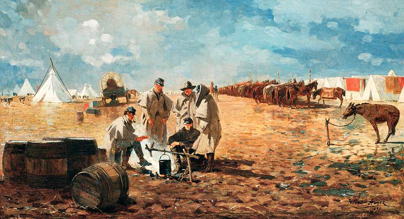 Rainy Day in Camp (1870) by Winslow Homer. Original from The MET museum. Digitally enhanced by rawpixel.