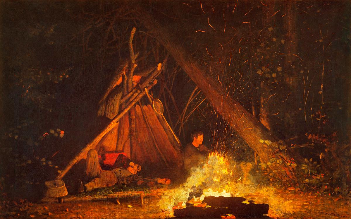 Camp Fire (1880) by Winslow Homer. Original… | Free public domain illustration Camp Fire (1880) by Winslow Homer. Original from The MET museum. Digitally enhanced by rawpixel.