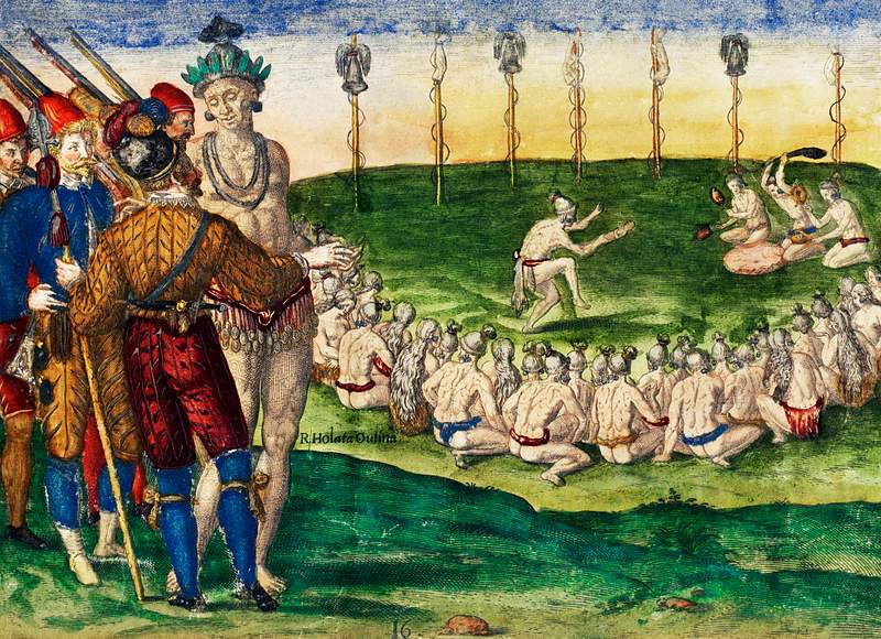 How Outina's soldiers treated the bodies of the enemy ; Trophies and solemn rites after an enemy's defeat illustration from…