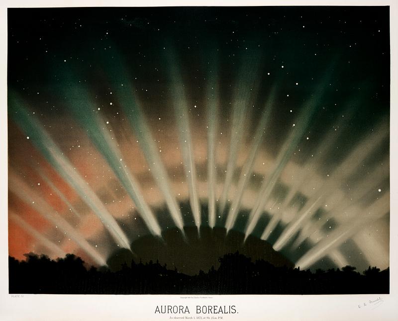 Aurora Borealis from the Trouvelot
astronomical drawings (1881-1882) by E. L. Trouvelot (1827-1895) Aurora Borealis from the Trouvelot
astronomical drawings (1881-1882) by E. L. Trouvelot (1827-1895)