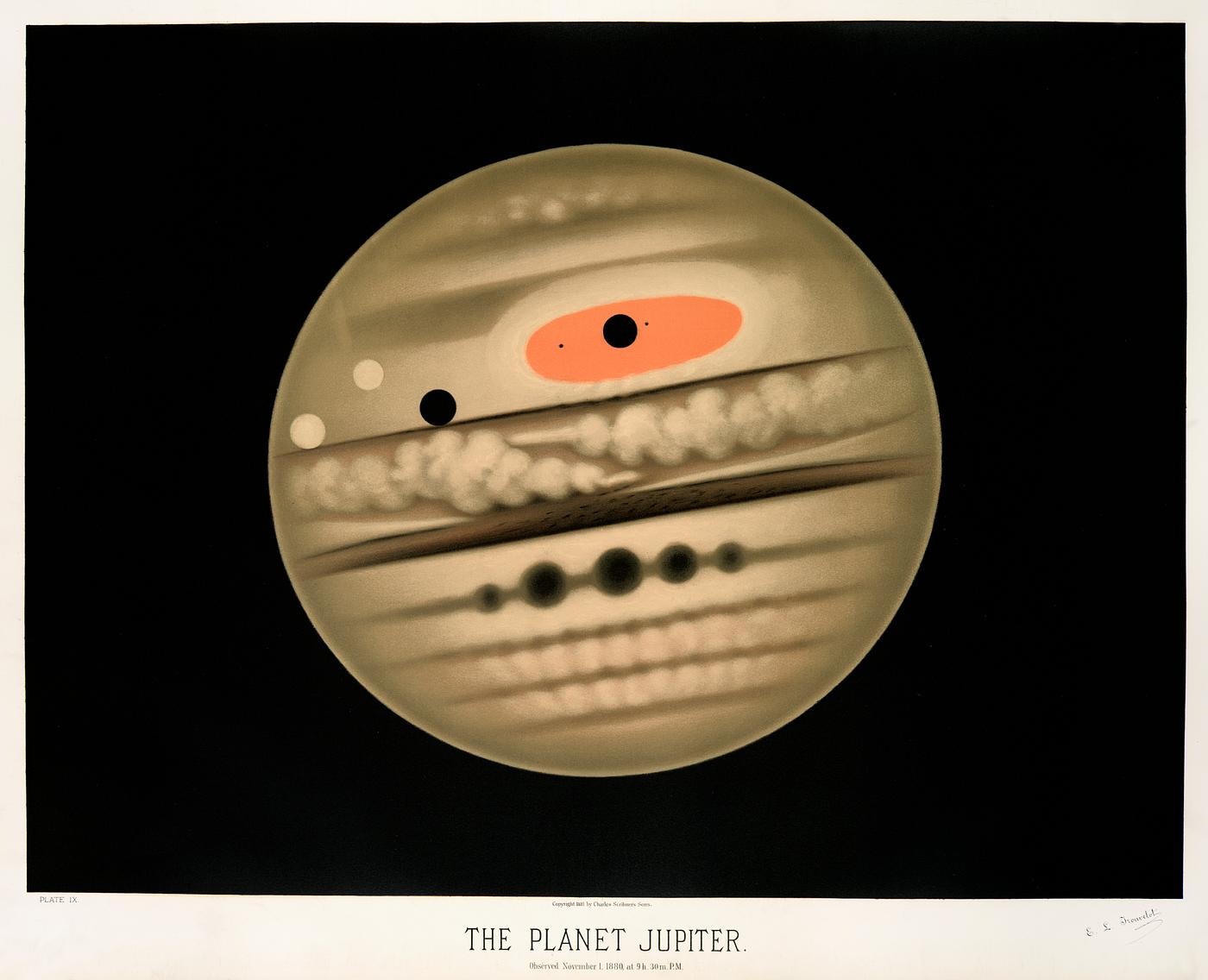 The planet Jupiter from the Trouvelot
astronomical drawings (1881-1882) by E. L. Trouvelot (1827-1895). Original from The... The planet Jupiter from the Trouvelot
astronomical drawings (1881-1882) by E. L. Trouvelot (1827-1895). Original from The...